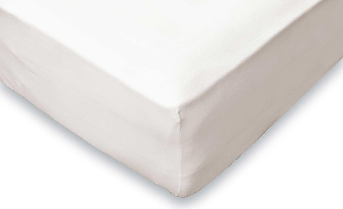 Hoeslaken Jersey Katoen Stretch 35cm Hoge Hoek - ivoor 160x200cm - Lits Jumeaux