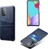 Samsung Galaxy A52 - A52s hoesje - MobyDefend Lederen Backcover Met Vakjes Voor Pasjes - Blauw - GSM Hoesje - Telefoonhoesje Geschikt Voor Samsung Galaxy A52 - Galaxy A52s