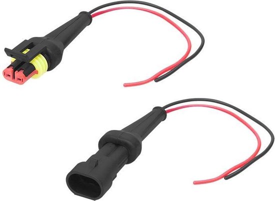 IP67 connector set - 20cm kabel - 12 tot 24 Volt - 2 pin superseal | bol.com