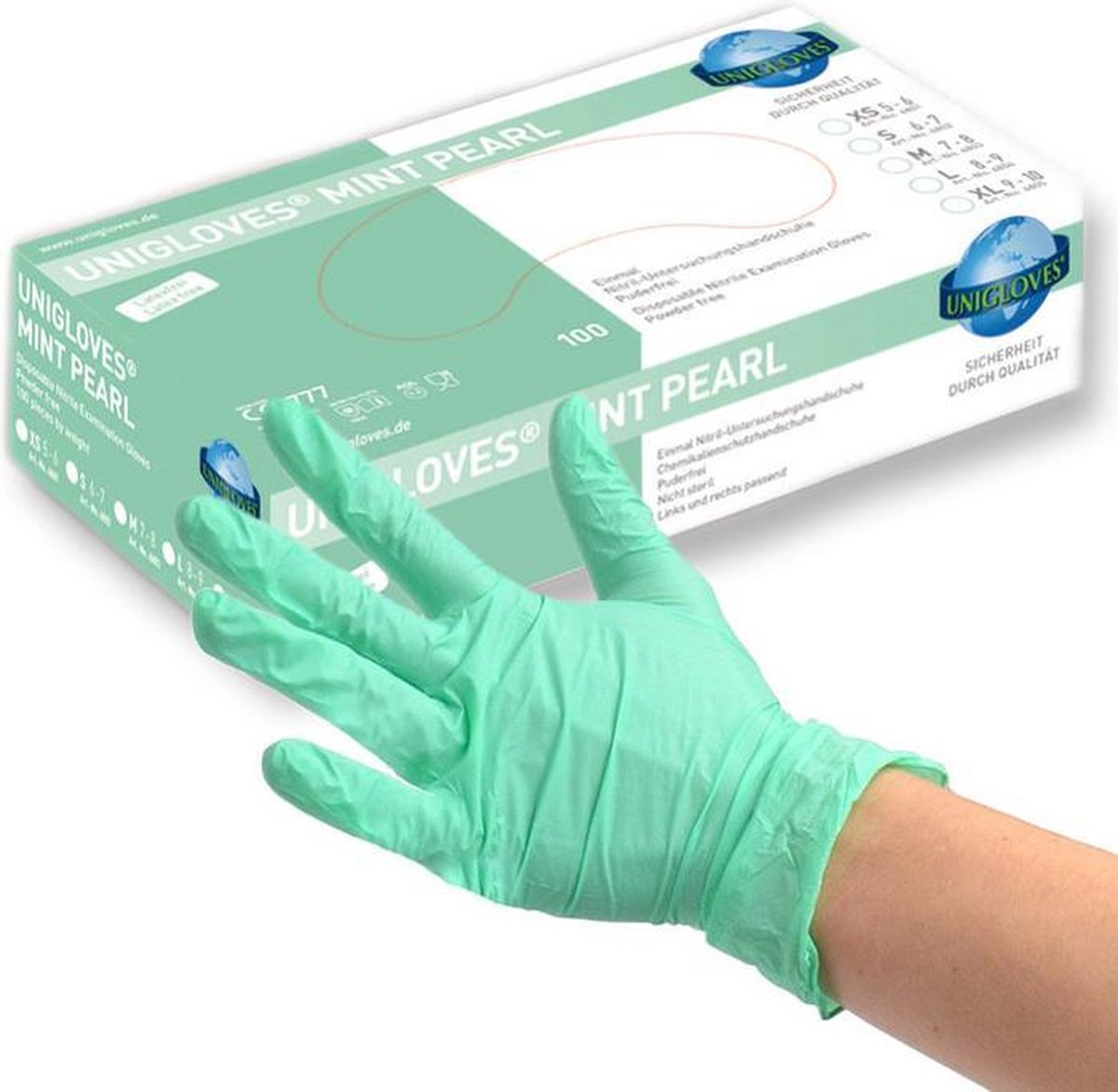 2 STUKS/DOZEN: Unigloves Nitril handschoenen doos 100 stuks GROEN - MAAT M - voor zorg- en contactberoepen (Top kwaliteit)