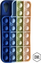 Apple iPhone 12 / 12 Pro telefoonhoesje Pop It Fidget Toy - Rainbow case blauw – Bekend van TikTok – Nieuw soft back case hoesje