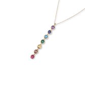 Hemels juwelier- 14k geelgouden ketting met hanger- Dames- Goud- HML771 - Cadeautje- Rondjes- Paars, donkerblauw, bruin, groen, geel, brauwn en roos- Moederdag aanbieding