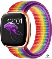 Nylon Smartwatch bandje - Geschikt voor  Fitbit Versa 3 nylon bandje - regenboog - Strap-it Horlogeband / Polsband / Armband