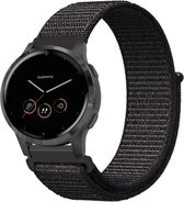 Nylon Smartwatch bandje - Geschikt voor  Garmin Vivoactive 4s nylon band - 40mm - zwart - Strap-it Horlogeband / Polsband / Armband