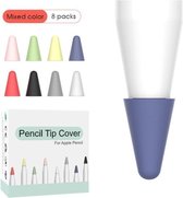 "Geschikt" voor Apple Pencil 1/2 case – Siliconen Tip hoes – 8 stuks – kleuren mix