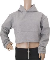 hoodie - dames - capuchon  - cropped hoodie - medium - grey - grijs