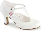 Flapper-26 Mary Jane pump with short heel white matt - (EU 42,5 = US 12) - Funtasma