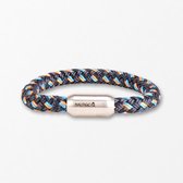 Nautiqo Touw armband magneetsluiting - Blauw Oranje - Maat XL