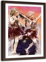 Foto in frame , Kleine Ballerina's ,120x80cm , multikleur, wanddecoratie