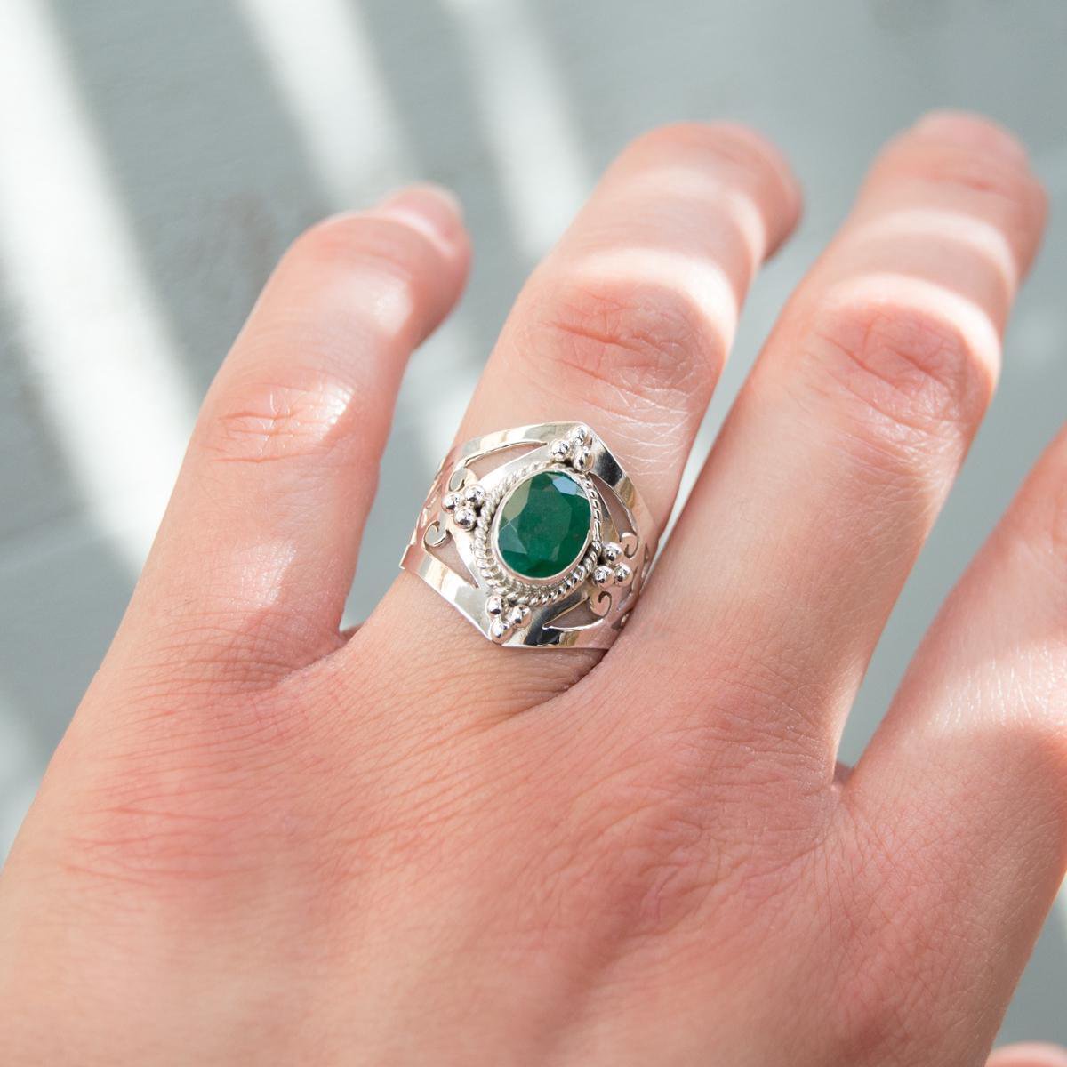 smaragd ringen voor vrouwen Sieraden Ringen Ringen met meerdere stenen sierlijke ring Minimalistische ring 925K zilver met 3 stenen beste vriend verjaardagscadeau voor haar 