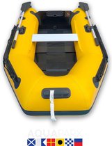 AQUAPARX professionele rubberboot 230PRO MKIII Geel – opblaasboot voor 2 personen met 200kg draagvermogen – veilig, stabiel en snel vaarklaar – geschikt voor iedere weersomstandigh