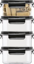 Lock&Lock Vershoudbakjes - Bewaardozen voedsel - Meal prep bakjes - Snackdoosjes - Set van 4 stuks - 600 ml - Helder Transparant - Vierkant