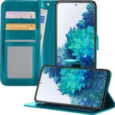 Samsung S20 FE Hoesje Book Case Hoes - Samsung Galaxy S20 FE Case Hoesje Portemonnee Cover - Samsung S20 FE Hoes Wallet Case Hoesje - Turquoise