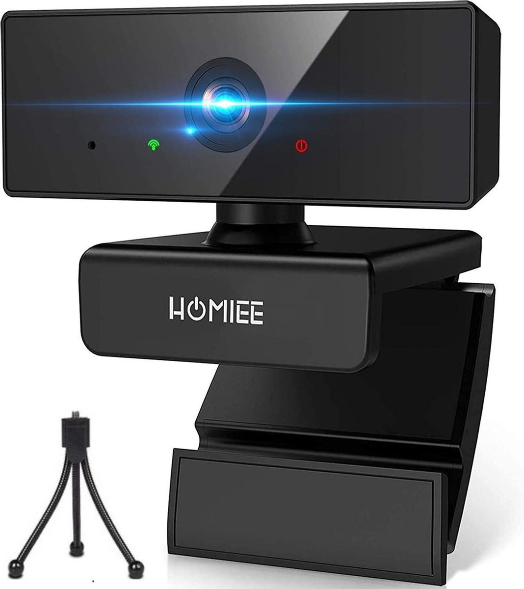 Webcam Full HD met Statief - Gamen - Vergaderen - Werk & Thuis - School - USB- Auto focus - 360° draaibaar