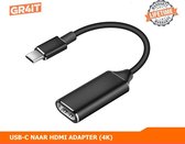 GR4IT USB C naar HDMI Adapter Kabel - 4K (30Hz) - Thunderbolt 3 - Zwart