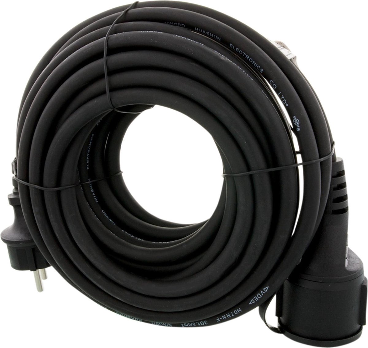 EXIN Verlengsnoer - Spatwaterdicht IP44 - Met randaarde - 10 meter - Zwart