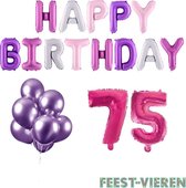 75 jaar Verjaardag Versiering Ballon Pakket Pastel & Roze