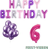 6 jaar Verjaardag Versiering Ballon Pakket Pastel & Roze
