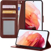 Hoesje Geschikt voor Samsung S21 Plus Hoesje Book Case Hoes Portemonnee Cover Walletcase - Hoes Geschikt voor Samsung Galaxy S21 Plus Hoes Bookcase Hoesje - Bruin.