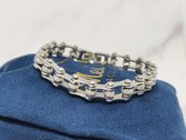 Mei's |  Chained Biker Chain armband | armband dames / sieraad dames / biker armband | Stainless Steel / 316L Roestvrij Staal / Chirugisch Staal / Zirkonia | zilver / polsmaat 15 c