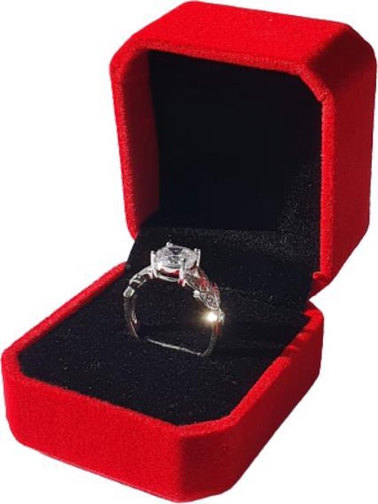 Bruiloft, aanzoek, cadeau, romantiek, sieradendoos, Ringdoosje, huwelijk, liefde - rood - Jewelring