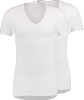 RJ Bodywear Everyday - Alkmaar - 2-pack - T-shirt diepe V-hals - wit rib -  Maat XXL