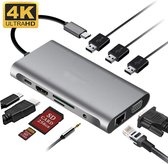 USB-C Docking Station - 10 aansluitingen - Ondersteunt 4K