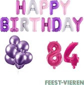 84 jaar Verjaardag Versiering Ballon Pakket Pastel & Roze