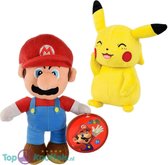 Pokemon Pikachu Pluche Knuffel 20 cm + Super Mario Bros Pluche Knuffel 28 cm | Pokémon Mario Peluche Plush Toy | Speelgoed knuffelpop knuffeldier voor kinderen