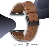 Geschikt voor Apple Watch bandje 42 / 44 / 45 / 49 mm - Series 1 2 3 4 5 6 7 8 SE Ultra - Smartwatch iWatch horloge band - 42mm 44mm 45mm 49mm - Fungus - Leer - Bruin - Mat