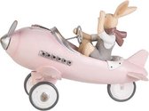 Paashaas beeldje - Paashaas decoratie - Paasdecoratie - roze - 18cm - polyresin