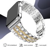 Geschikt voor Apple Watch bandje 38 / 40 / 41 mm - Series 1 2 3 4 5 6 7 SE - Smartwatch iWatch horloge band - 38mm 40mm 41mm - Fungus - RVS metaal - Zilver goud - Fijn