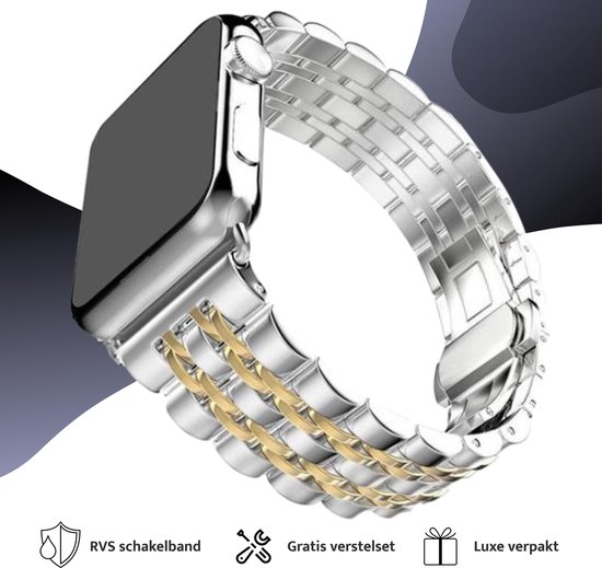bol.com | Zilver goud fijne schakel Apple Watch Series 1, 2, 3, 4, 5, 6 en  SE smartwatch horloge...