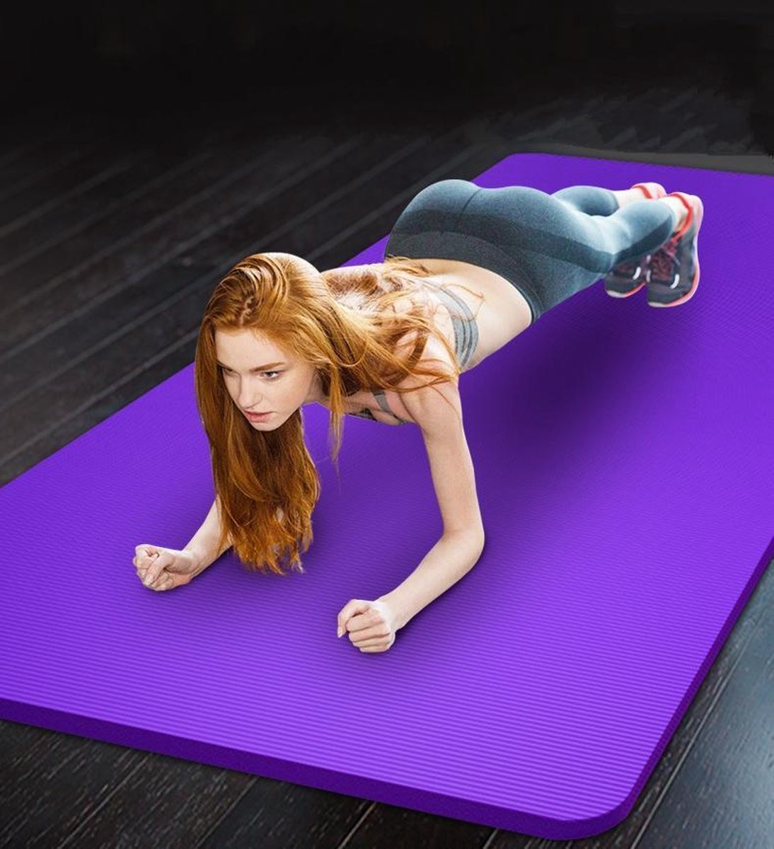 Pro-Care Yoga/Fitnessmat - Met Anti Slip Profiel - 183x61x1cm - Met Draagriem en Draagtas - Paars