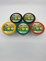 5 X Creall Vingerverf - 320 gram - Zwart / Groen / Geel / Oranje / Bruin