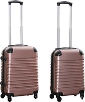 Travelerz kofferset 2 delige ABS handbagage koffers - met cijferslot - 27 en 39 liter - rose goud