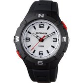 Zwart Xonix heren horloge met backlight en zijverlichting CAL-006 waterdicht
