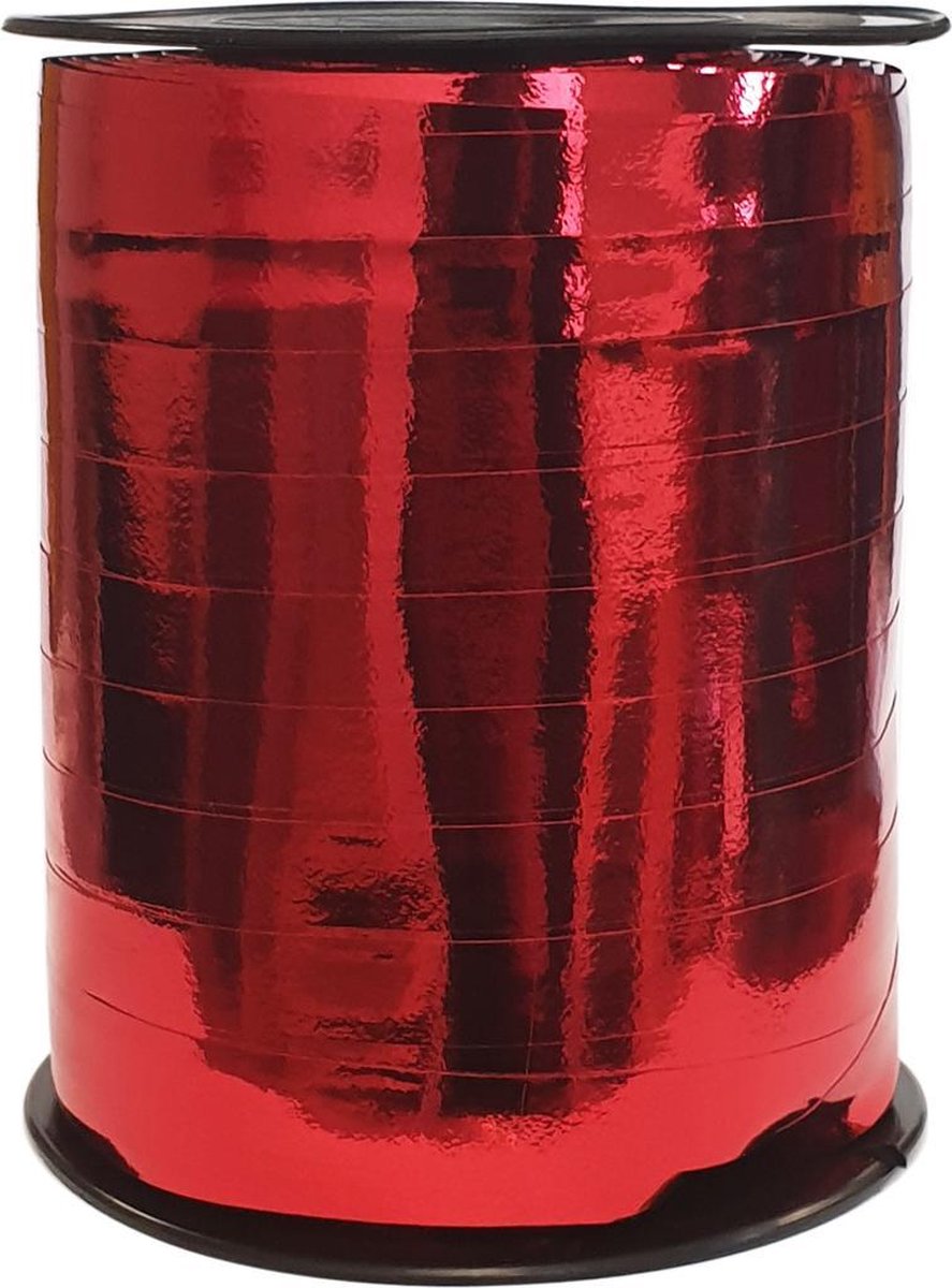 Sierlint / cadeaulint / verpakkingslint / krullint metallic rood 10mm x 250 meter (per spoel) - Merkloos