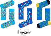 Happy Socks - Set - 3 Paar - Happy Set - Blauw - Sokken - Happy blue set - Maat 41-46