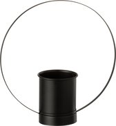 J-Line Bloempot Cirkel Metaal/Glas Zwart