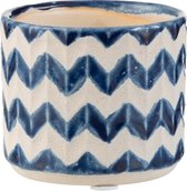 J-line Bloempot Zigzag Keramiek Blauw Extra Small