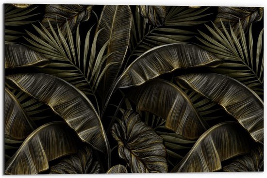Dibond - Grote Donkergroene Palmbladeren - 60x40cm Foto op Aluminium (Met Ophangsysteem)