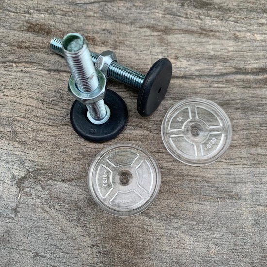 SafetyThings 10 mm stelschroeven voor KLEMHEKJES (2 stuks ROND) ZWART met rubber anti-slip kop en GRATIS wall-cups