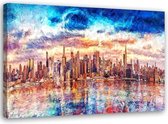 Schilderij Abstracte New York City (print op canvas), 2 maten, multi-gekleurd, Premium print