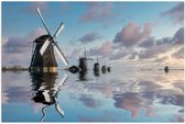 Poster – Rijnen Hollandse Molens in het Water - 60x40cm Foto op Posterpapier
