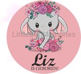 Raamsticker Olifant - Hoera een Meisje - raamsticker - muursticker - raam sticker - geboorte sticker - raam en deur stickers