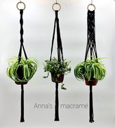 Macramé plantenhangers zwart - set van 3 - macrame - macrame wanddecoratie - macrame touw - 3 stuks - stijl hanger - Bloempotten