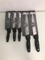 Messenset - vijf stuks - met zwart handvat - twee grote (34cm) en drie kleine (25cm)