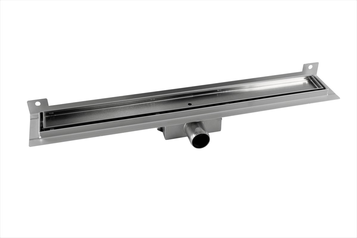 CityLine douchegoot - RVS - 60cm - Zijuitloop - Muurflens - Tegelrooster