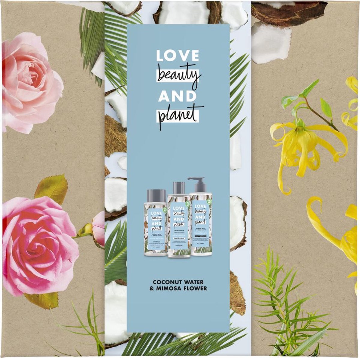 Goedkoopste Love Beauty and Planet Coconut Water & Mimosa Flower Geschenkset - Douchegel, Bodylotion en Shampoo - het ideale cadeau voor iedere gelegenheid